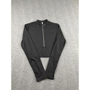 Forefair Women’s Size Small Black Full Zip Mock Neck Cropped Jacket Athletic Top